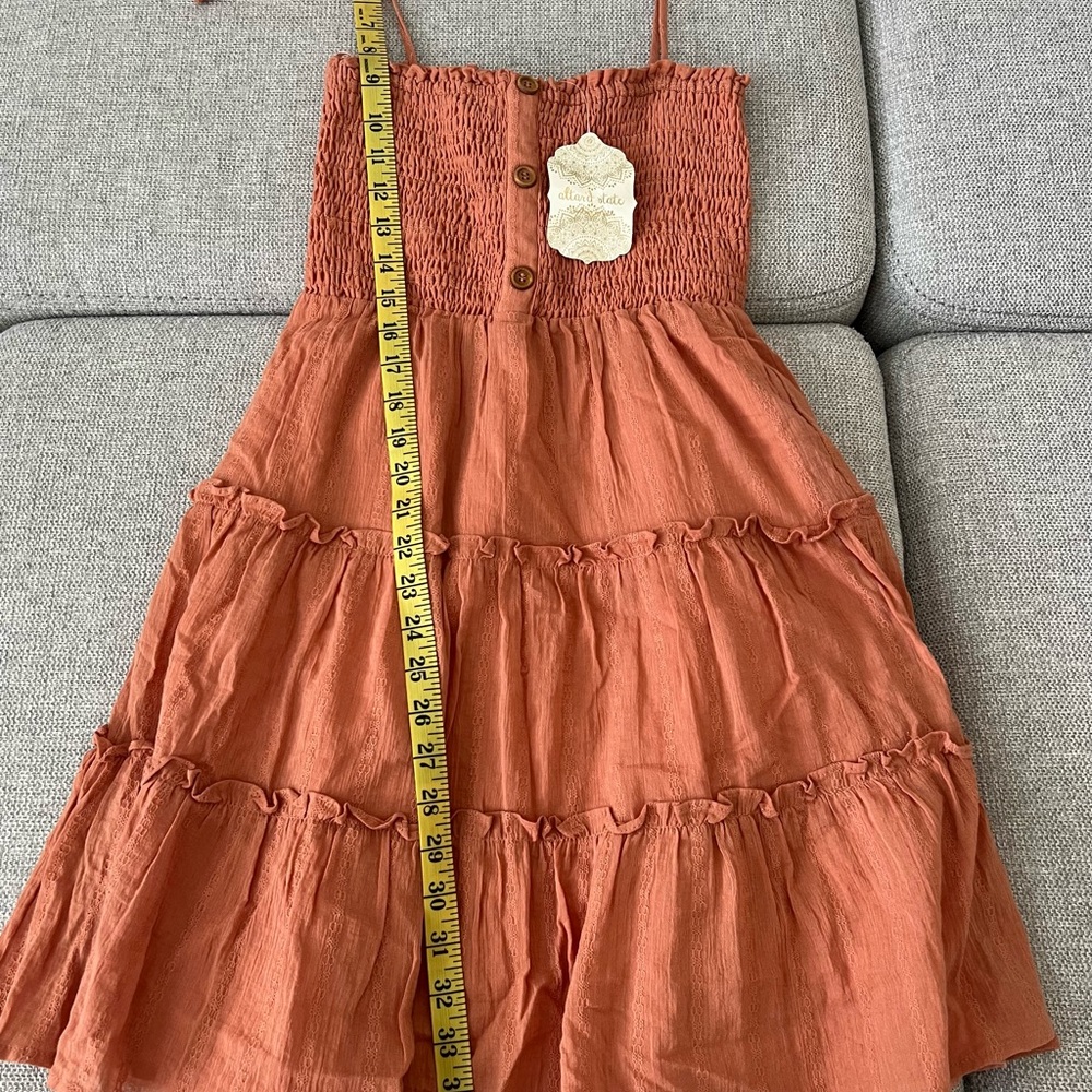 Altar'd State Orange  Mini Ruffle Dress S - Picture 7 of 8
